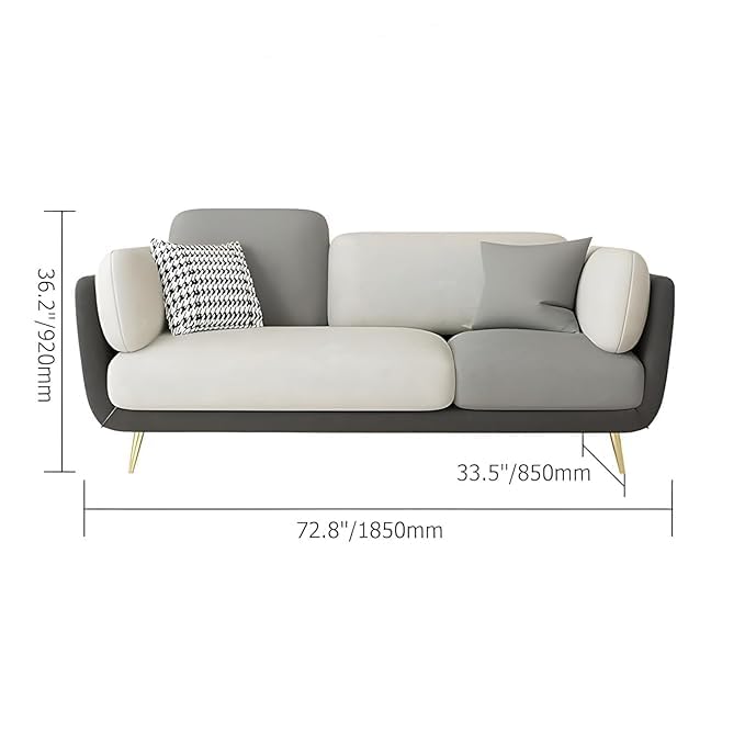 Image of Velvet Contemperory Sofa with Cushion Chaise Lounge Sectional Sofa Perfect for Living Room & Bedroom Guests Home & Office (Leathrate Brown & Beige, 3+1)