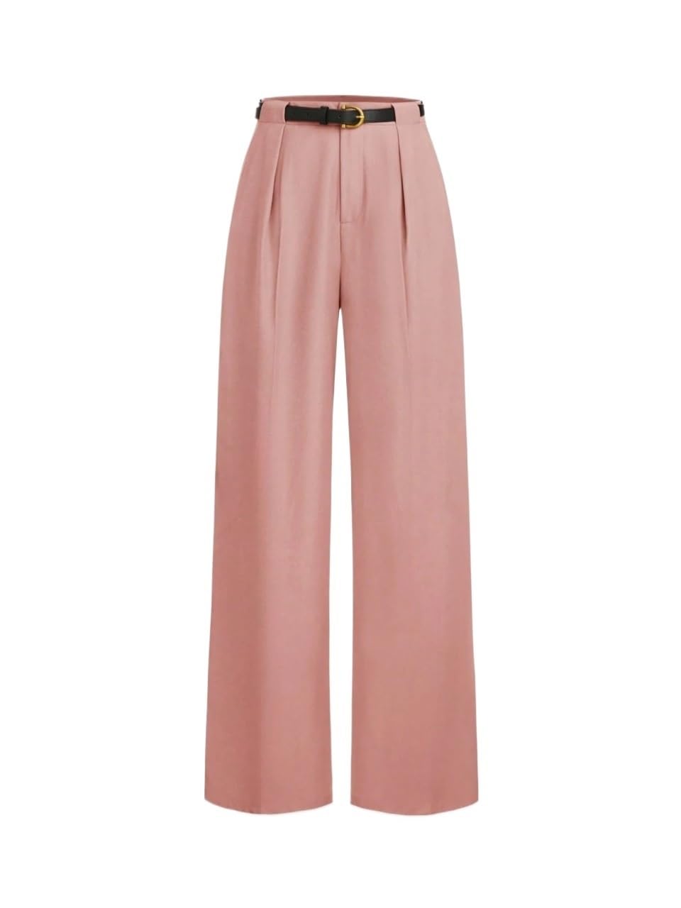 Womens Fall Mid-Waist Solid Color Elegant Straight-Leg Pants Trousers