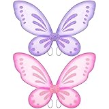 Sumind 2 Pcs Butterfly Fairy Wings Butterfly Wing Dress up Halloween Party Costume Accessory Angel Costume for Kids(Light Purple, Pink)