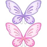 2 Pieces Butterfly Fairy Wings Butterfly Wing Dress Up Birthday Party Favors Costume Accessory Halloween Angel Wing for Kids(Light Purple, Pink)