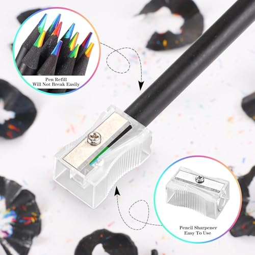 Image of AccuPrints 4 Pcs Colors Rainbow Pencils for Kids Adults, Rainbow Colored Pencil Art Supplies for Girls Boys, Black Wooden Multi Colored Pencils for Coloring Drawing Sketching, (4 Pcs) (A2P9)