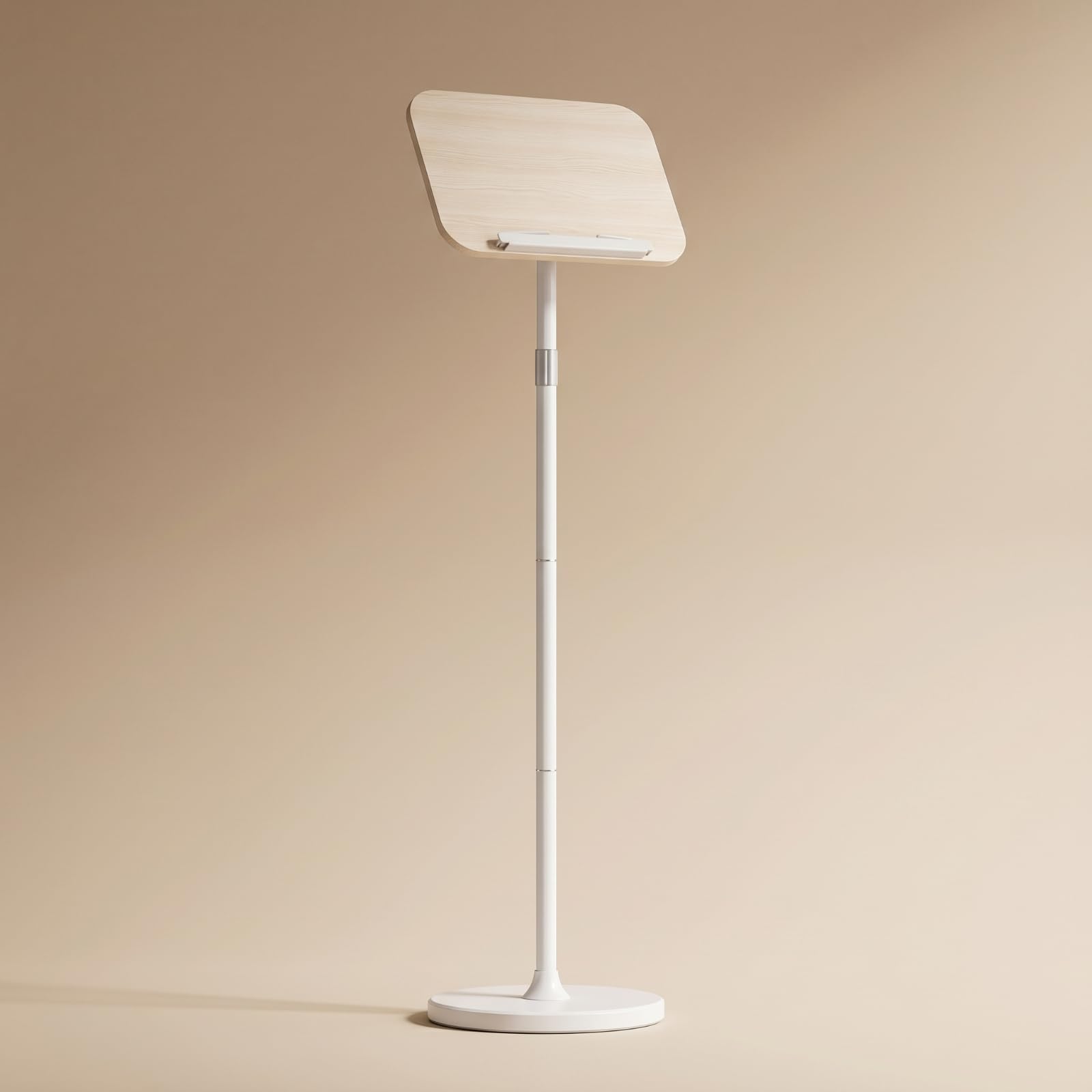 predolo Supporto per Lettura Regolabile Rinforzato Supporto per Lettura da Terra Sicuro Musicisti, Bianco, 1.3 Metri