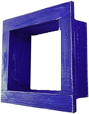 Square Wood/Wooden Shadow Box Display - 9" x 9" - Royal Blue - Decorative Reclaimed Distressed Vintage Appeal