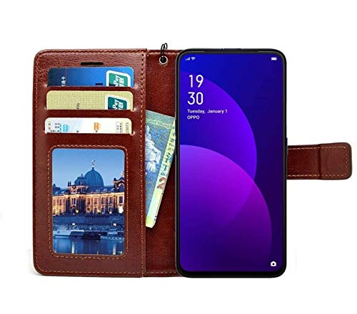 Image of COVERNEW Vintage Leather Flip Cover for Oppo CPH2349 /Oppo A16k - Cherry Brown