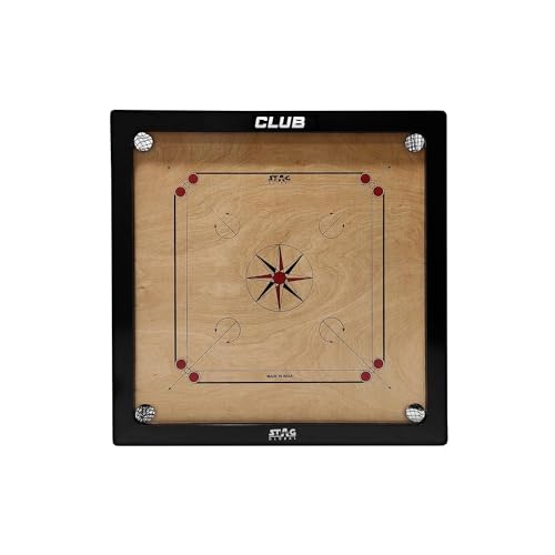Image of STAG GLOBAL Club Carrom Board Set with Accessories - Premium Hardwood Game Board for Family Entertainme with Smooth Playing Surface, Complete Carrom Kit for All Ages and Skill Levels 2.5 inch
