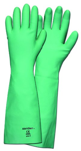 MCR Safety 5350XXL 11-Inch Nitri-Chem Seamless Nitrile Rubber Gloves with Straight Cuff, Green, 2X-Large, 1-Pair