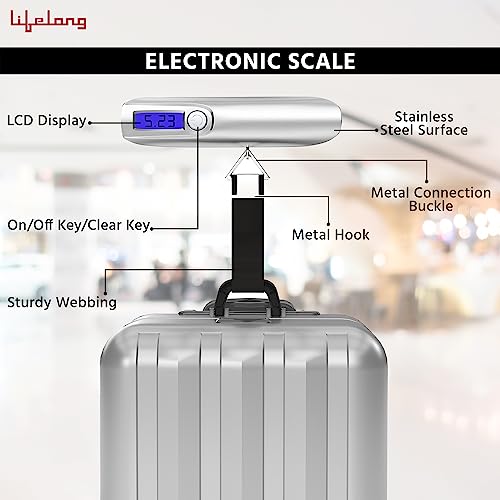 Lifelong Small Weight Machine for Home, Flights, Gas Cylinder, Shop, Travel | Portable Electric Digital Mini Hanging Weighing Scale|Weighing Machine for Luggage 50kg with LCD Display & Measuring Tape view 2
