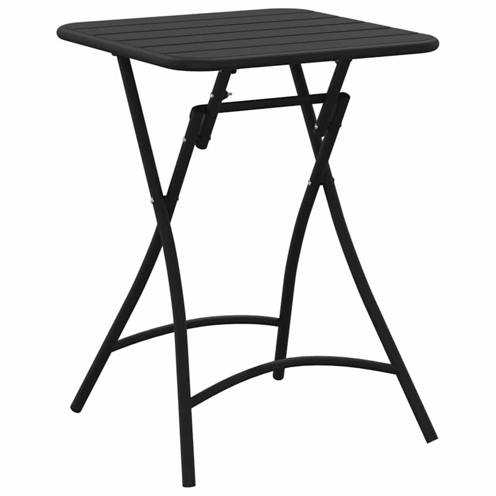 Stolik bistro antracytowy ze stali malowanej proszkowo, 55 x 55 x 72,5 cm, składany, do ogrodu, na taras, balkon, kemping, piknik i jedzenie na świeżym powietrzu