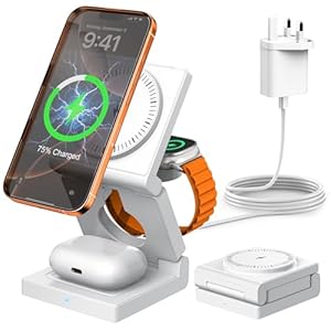 3 in 1 Wireless Charging Station for Apple Multple Devices – Foldable Magnetic Wireless Charger dock -Travel 18W charger stand for iPhone 17/16/15/14/13/12 Pro/Pro Max/Plus/Watch & Airpods All Series