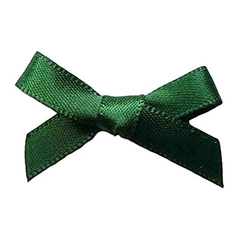 Trucraft 3cm 7mm Satin Ribbon Mini Craft Bows Dark Green Pack of 20 Cover