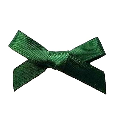 Trucraft 3cm 7mm Satin Ribbon Mini Craft Bows Dark Green Pack of 20