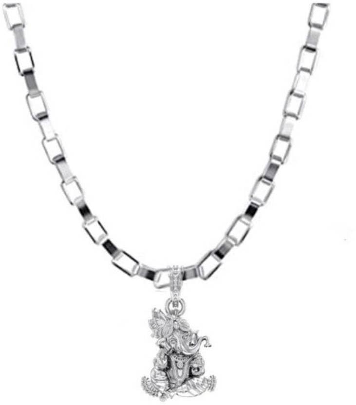 Pendentif argent sterling Ganesh anti-noircissement avec chaîne robuste 55 cm