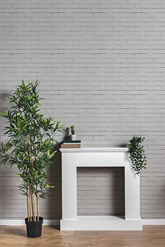 Image of DWELLSINDIA White Bricks Moroccan Pattern in Grey Self Adhesive Wallpaper Peel & Stick, Waterproof, Scratch Resistant, Laminated (Grey, 41X244 cm, Textured)