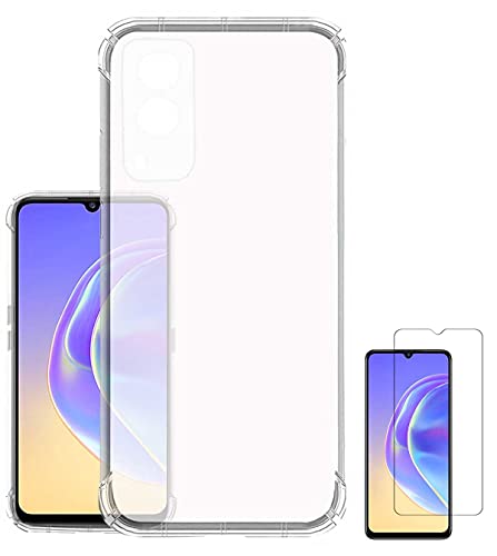 Image of Soft Flexible Silicone Back Cover Vivo V21e 5G, Transparent Case + Screen Guard