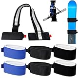 7 Piezas Ski Straps con Clipstick Ski Y Fijaciones de Esquí con Velcro Ajustable para Múltiples Tamaños Cómodo con Almohadillas EVA y Cinta Reflectante para Guardaesquís y Transporte de Esquís