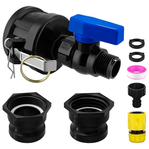 275-330 Gallon IBC Tote Hose Adapter 2 Cam Lock with 2 Size Groove Fittings for IBC Totes Tank IBC Tote to Garden Hose Adapter with 3/4 Garden Hose Male Thread