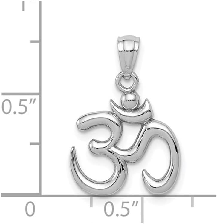 Ohm Symbol Pendant Necklace in 14K White Gold (OM) - Image 2