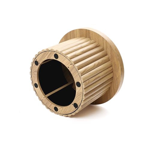 LuxenHome 23.5" Small Round Coffee Table, Wooden Fluted Oak Accent Table, Modern Side Tables for Living Room - Thumbnail 4