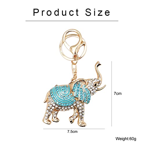 Cualque Cute Colorful Butterfly Keychain, Turtle Elephant Owl Keychain Rhinestone Animal Pendant Keyrings Jewelry Gift For Women (Elephant) #TOP4