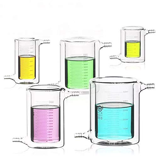 Lab Jacketed Cold Trap Light Catalytic Reactor Bottle Double Laye Jacketed beaker double-layer beaker sandwich glass beaker photocatalytic reactor (200ml)