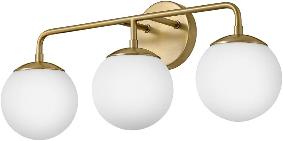 Lark Julep Three-Light Bath Vanity Fixture, Art Deco Globes, Modern Style, Lacquered Brass