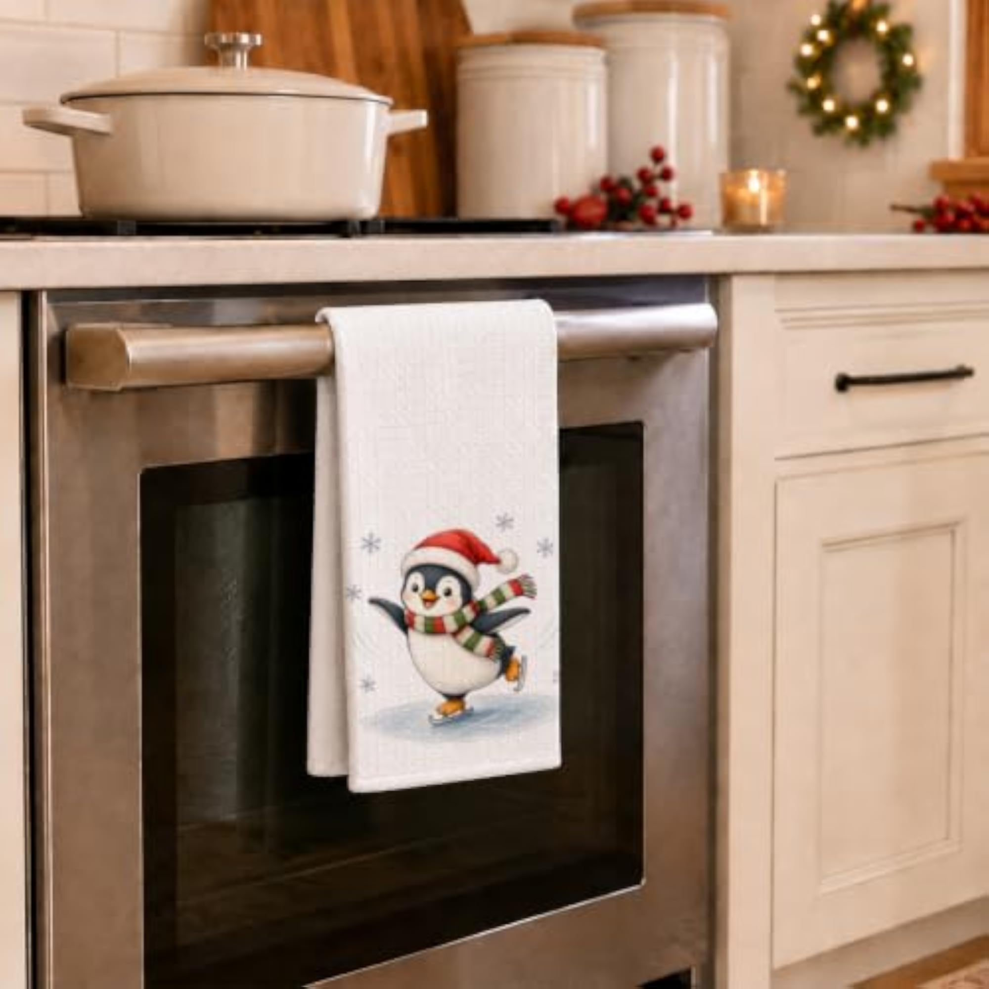 Winter Christmas Penguin Bathroom Towel