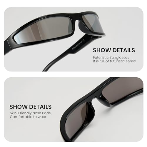 Cyxus Y2k Wrap Around Sunglasses for Men Women Retro 90s Style UV400 Protection 11874
