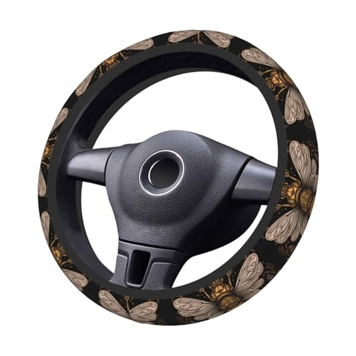 Subily Bee with Queen Elastic Steering Wheel Cover, 15 Inch Thicken Universal Car Interior Accessories for Most Cars
