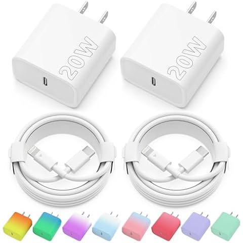 2 Pack 20W PD USB C Wall Fast Charger for iPhone Cover