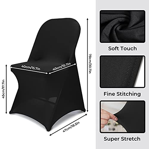 Babenest 100PCS Spandex Folding Chair Covers, Halloween Upgraded Universal Stretch Washable Fitted Chair Slipcovers Protector for Wedding, Holidays, Banquet, Party, Celebration (Black) - Image 3