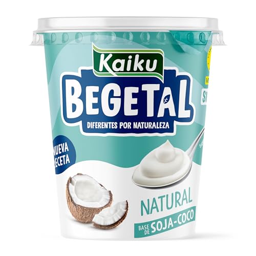 Kaiku – Begetal Soja y Coco Natural, Yogur Vegetal Fermentado con Soja y Crema de Coco, Sin Azúcares Añadidos, Rico en Proteínas y Bajo en Grasas, Sabor Suave y Cremoso 100% Vegetal – 380 g