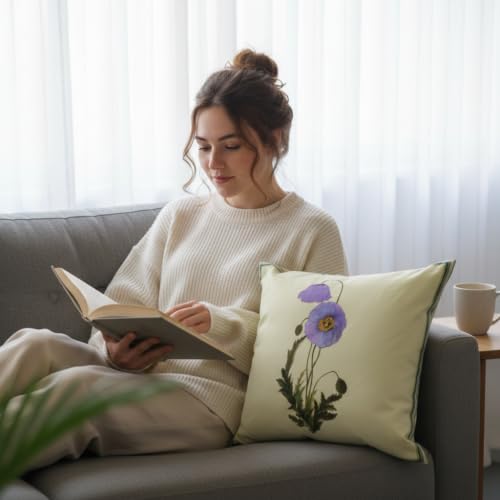 Image of Vintage Garden Medley Cushion Cover Floral Printed Cotton Decorative Throw Pillow Cover with Hidden Zipper for Sofa Couch Bed Living Room 16 x 16 Inch Pack of 1
