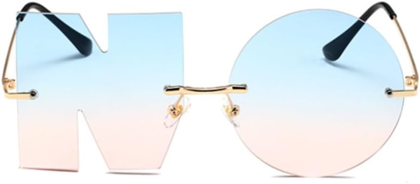 ENTHYI Letter NO Party Rimless Irregular Design Sunglasses For Men/Women UV400 Streetwear Eyewears - Image 2