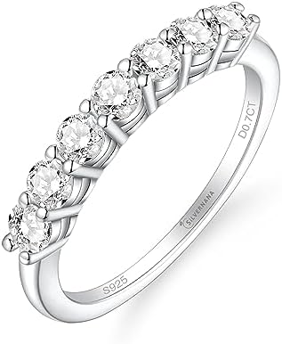 D Color Moissanite Wedding Band 925 Sterling Silver Stackable Eternity Ring for Women Size 4-10