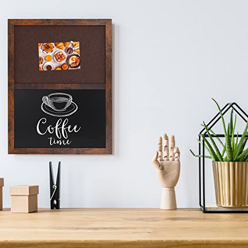 Umtiti Bulletin Board Chalkboard Brown Felt Board Combo For Office School Kitchen Bedroom, Brown Wood Frame,13"*17",Bn-Chalkboard+Bn-3343 #TOP5