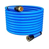 YOTOO Heavy Duty Hybrid Garden Water Hose 5/8-Inch by 100-Feet 150 PSI Kink Resistant, Flexible with Swivel Grip Handle and 3/4' GHT Solid Brass Fittings, Blue