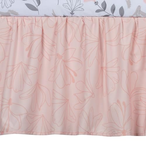 Image of Lambs & Ivy Petals Gray /Pink Sateen Cotton Floral 3-Piece Baby Crib Bedding Set