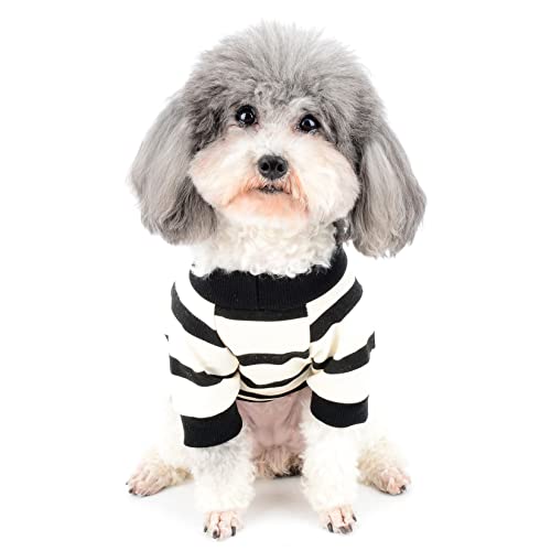 Zunea Hunde-Shirts für Kleine Hunde Sommer Basic T-Shirt Streifen Welpen Kleidung Pailletten Liebe Herz Sweatshirt Weiche Baumwolle Tee Shirt Haustier Kleidung Pullover Chihuahua Bekleidung Gelb XS