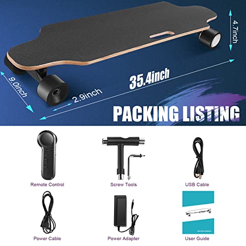 Foto von Caroma Elektro Skateboard mit Fernbedienung, 350W/900W Elektro Longboard mit Nabenmotor für Erwachsene und Jugendliche, (20km/h)/(45km/h) Höchstgeschwindigkeit, 12.9km/25.7km Reichweite