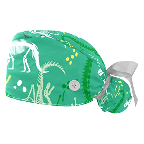 Bonnet de travail dinosaure avec bouton et bandeau absorbant - Lot de 2 taille unique