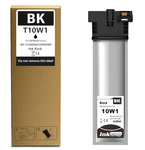 T10W100 Compatible with EPSON T10W Ink Pack High Capacity Remanufactured T10W1 Black Ink Cartridge for Workforce Pro WF-C5390 WF-C5890 Color Printer Ink (T10W1 Black)