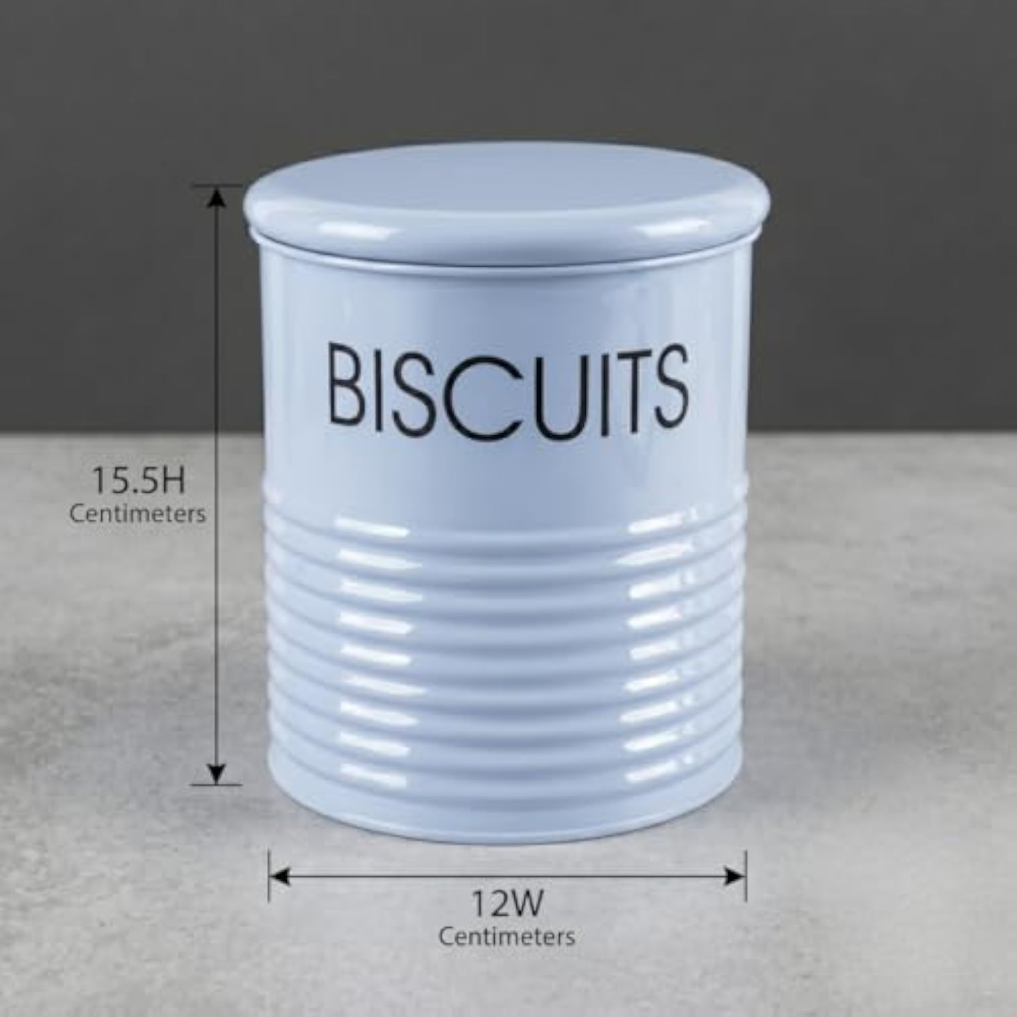 Blue Metal Biscuit Jar 1700ml | Cylindrical Food Storage Container