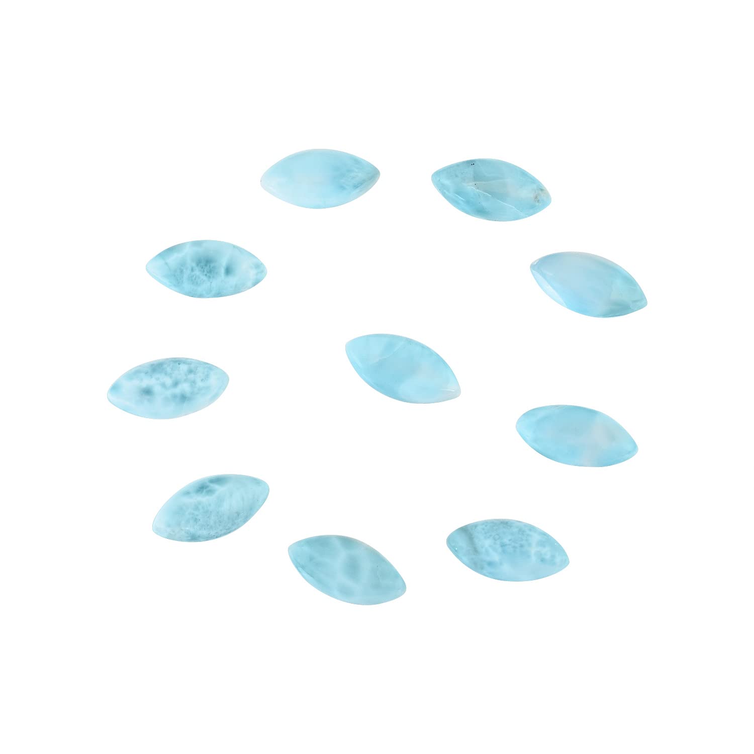 Ravishing Impressions Natural Larimar Size 5X10 MM Marquise Shape Calibrated Cabochon Flat Back Side Loose Gemstone for Jewellery Making Blue Pectolite