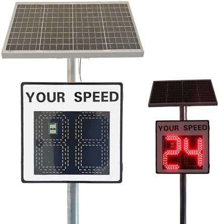 Solar Powered LED Radar Speed Limit Sign - Dual Color Display (Red & Green) for Highways & Neighborhoods, 60x90cm Radar Feedback Speed Sign for Enhanced Road Safety