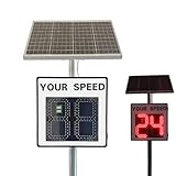 JIYINGHUI Radar Feedback Sign, Solar Powered Speed Limit Sign with Remote Control, Aluminum IP65 Waterproof, for Road Safety and Traffic Calming 60 * 60cm