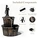 Athena Collection 27'' Height Electric Waterfall Fountain 2 Tier Stepped Barrel Vintage Fountain Polypropylene with Pump Freestanding Floor Tabletop Fountain for Outside, Patio, Garden, Bronze