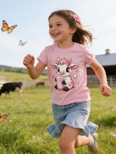 Image of Funnycokid Little Girls T Shirt for Toddler 3-7 Years Kids Tee Graphic Short Sleeve Clothes Tops