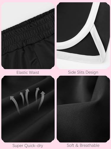 Image of Aikuco 4 Packs Girls Athletic Shorts Toddler Soccer Running Active Dolphin Dry-Fit Kids Gym Workout Performance Shorts