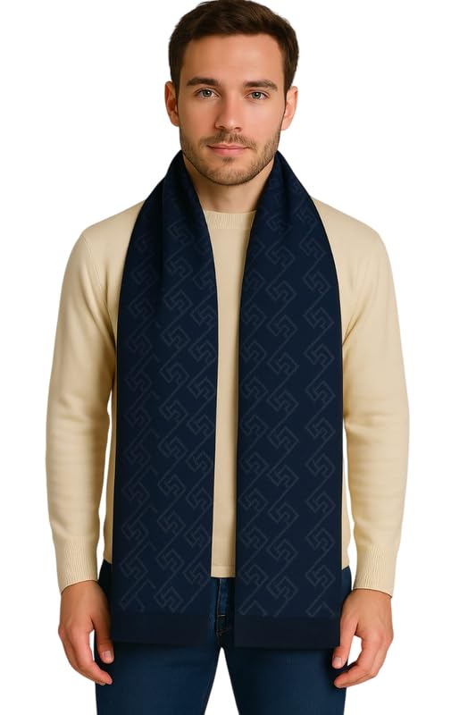 devil Men's Woolen Muffler – Soft Warm Wool Blend Scarf with Classic Check Pattern & Fringe Detailing (Free Size,Multicolor)-picture-21