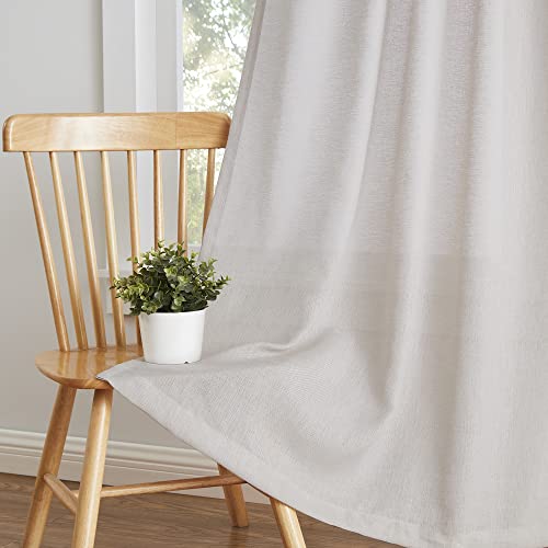 Enactex Linen Textured 84 Inch Pinch Pleat Light Filtering Curtains For Living Room, Semi Sheer Farmhouse Privacy Back Tab Window Treatments For Bedroom 2 Panels, Natural #TOP3